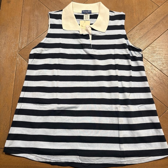 Tops - NWT vintage "Maternity Blues" navy blue and white striped, sleeveless polo shirt